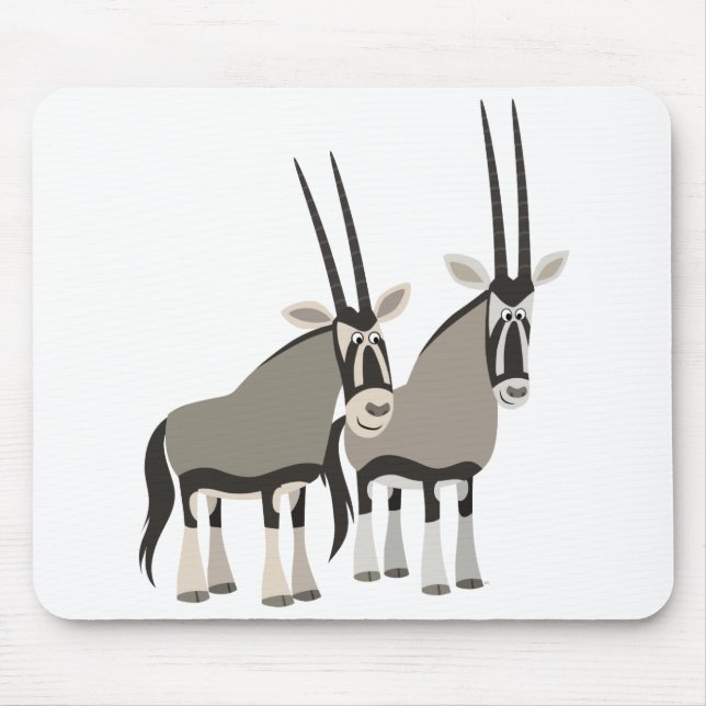 Cute Pair of Tecknad Oryxes Mousepad Musmatta (Framsidan)