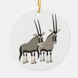 Cute Pair of Tecknad Oryxes Ornament