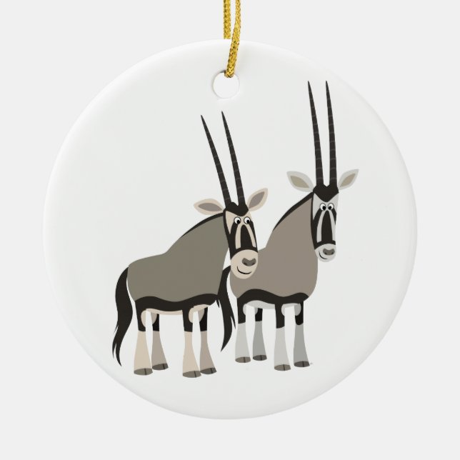 Cute Pair of Tecknad Oryxes Ornament (Framsidan)