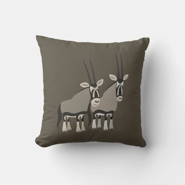 Cute Pair of Tecknad Oryxes Pillow Kudde (Framsida)