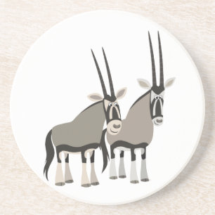 Cute Pair of Tecknad Oryxes Underlägg Sandsten