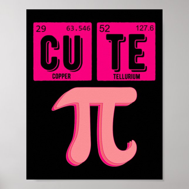 Cute Paj Pi Day Cutie Math Periodic Bord Rosa Mat Poster (Framsidan)