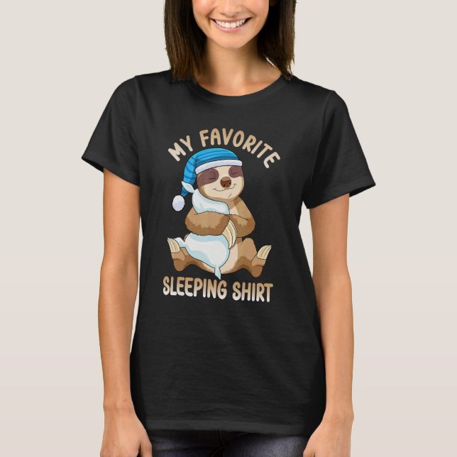 Cute Pajama for Women   Nigh  Sleeping Sloth T Shirt (Framsida)