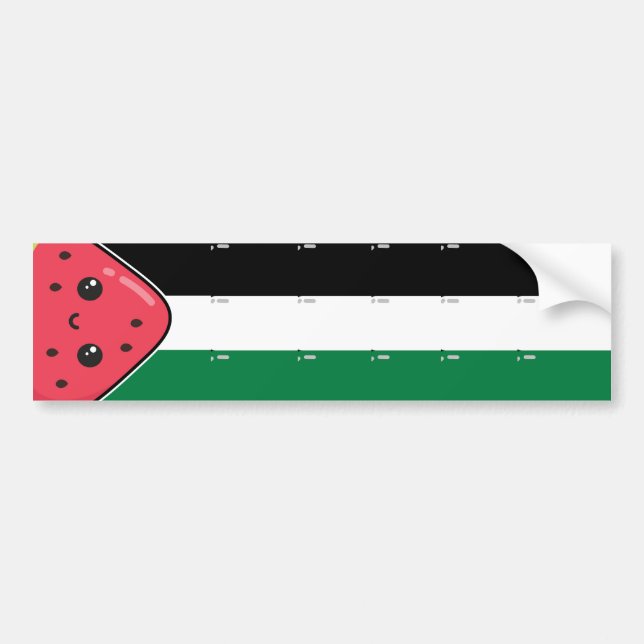 Cute Palestine-flagga med vattenmelonfritt palesti Bildekal (Framsidan)