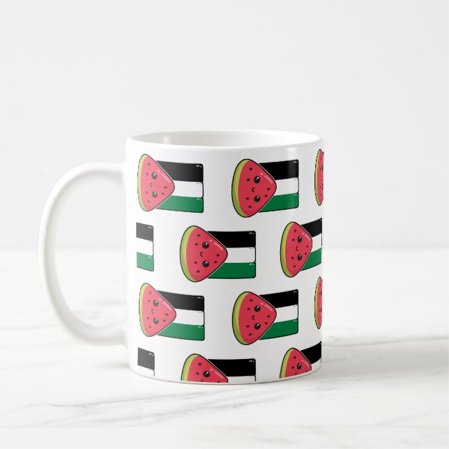 Cute Palestine-flagga med vattenmelonfritt palesti Kaffemugg (Vänster)