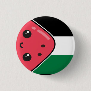 Cute Palestine-flagga med vattenmelonfritt palesti Knapp
