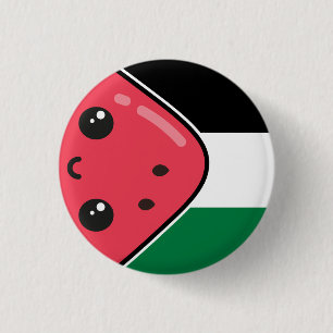 Cute Palestine-flagga med vattenmelonfritt palesti Knapp