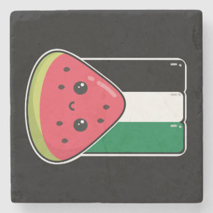 Cute Palestine-flagga med vattenmelonfritt palesti Stenunderlägg