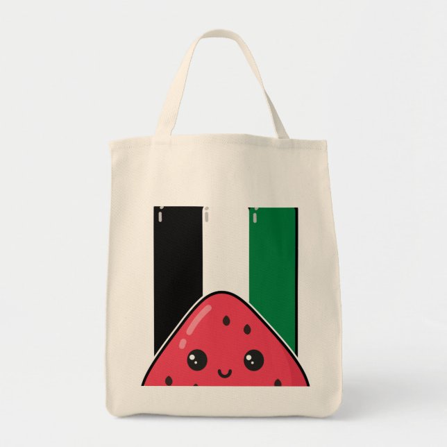 Cute Palestine-flagga med vattenmelonfritt palesti Tygkasse (Framsidan)