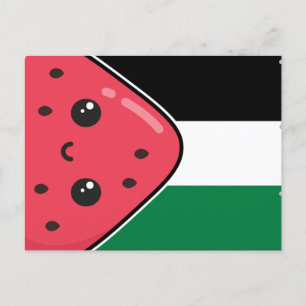 Cute Palestine-flagga med vattenmelonfritt palesti Vykort