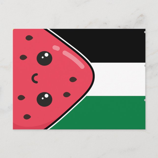 Cute Palestine-flagga med vattenmelonfritt palesti Vykort (Framsida)