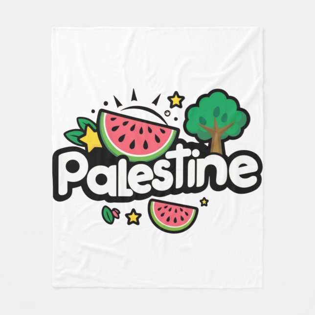 Cute Palestine ord omgiven av vattenmeloner träd Fleecefilt (Framsidan)