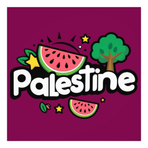 Cute Palestine ord omgiven av vattenmeloner träd Fototryck