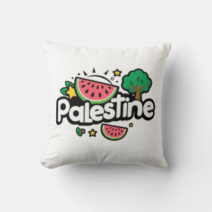 Cute Palestine ord omgiven av vattenmeloner träd Kudde