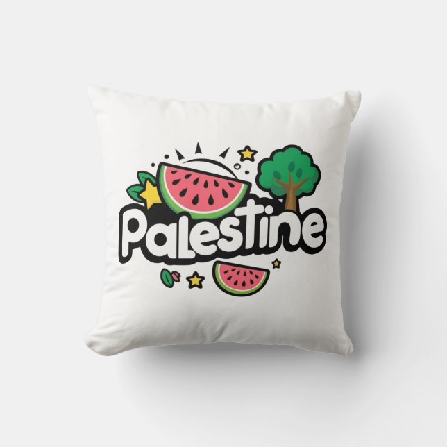 Cute Palestine ord omgiven av vattenmeloner träd Kudde (Framsida)
