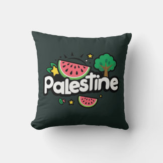 Cute Palestine ord omgiven av vattenmeloner träd Kudde