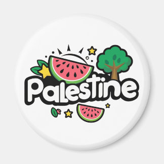 Cute Palestine ord omgiven av vattenmeloner träd Magnet