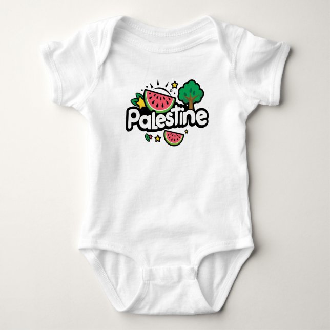 Cute Palestine ord omgiven av vattenmeloner träd T Shirt (Framsida)