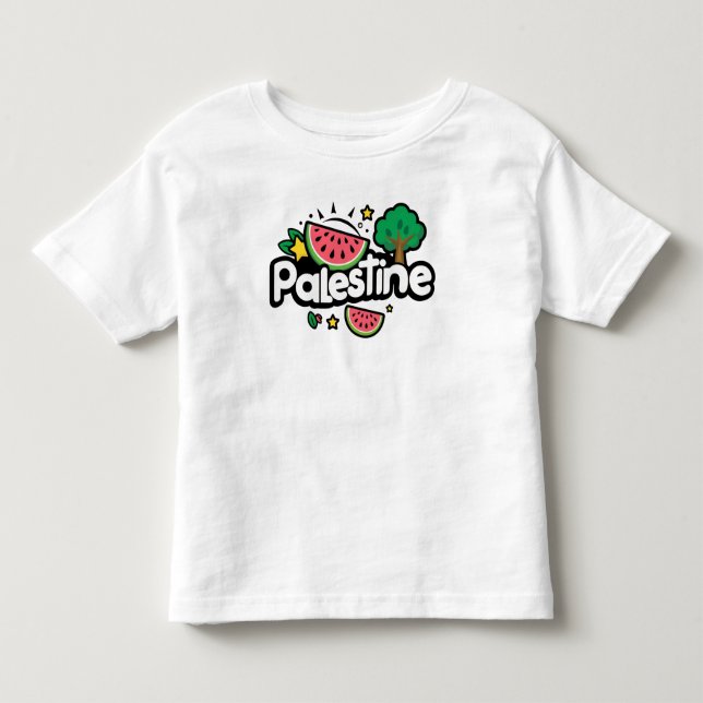 Cute Palestine ord omgiven av vattenmeloner träd T Shirt (Framsida)