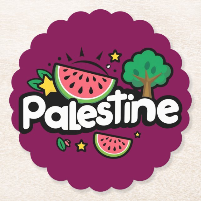 Cute Palestine ord omgiven av vattenmeloner träd Underlägg Papper (Framsida)