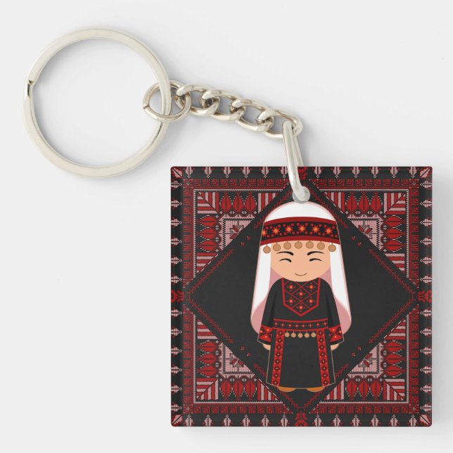 cute Palestinian girl Embroidery red tatreez   (Framsidan)