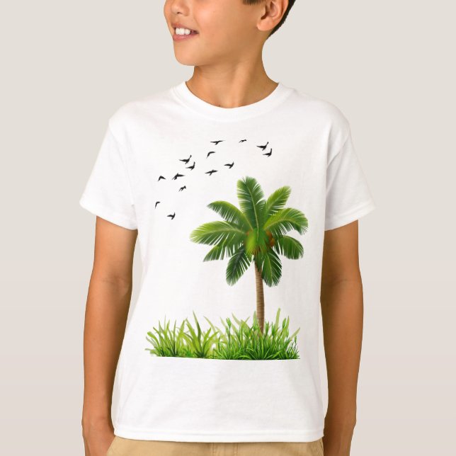 Cute Palm Tree Nature Boys T-Shirt (Framsida)