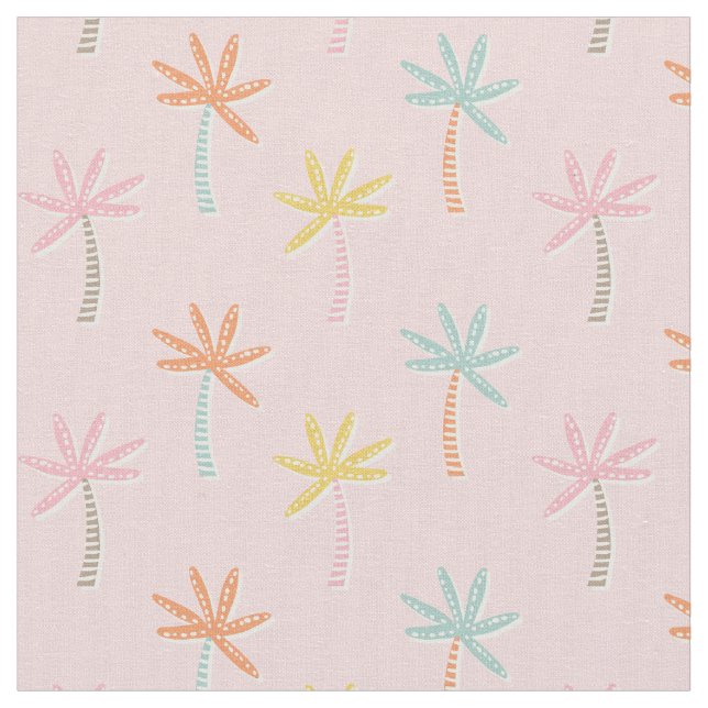 Cute Palmtree på ljus rosa bakgrund Tyg (Närbild)