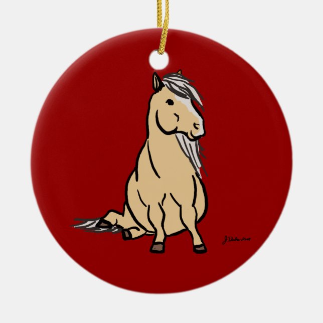 Cute Palomino Pony Julgransprydnad Keramik (Framsidan)