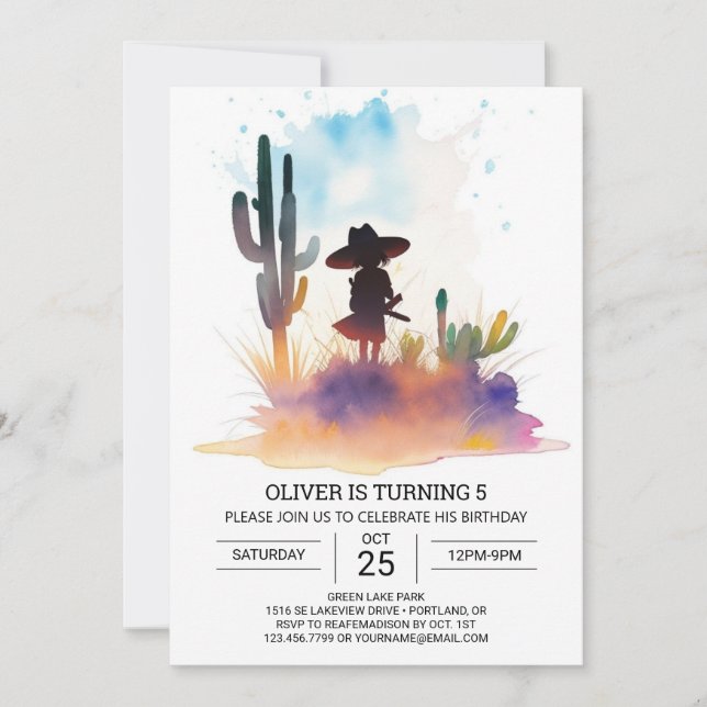 Cute Pampas Grass Cowboy Birthday Inbjudningar (Framsida)