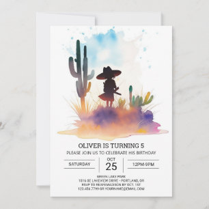 Cute Pampas Grass Cowboy Birthday Inbjudningar