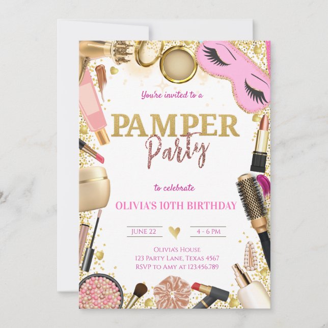 Cute Pamper Party Birthday Inbjudningar (Framsida)