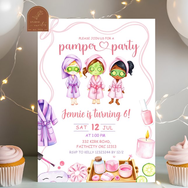 Cute Pamper party Girl Birthday Inbjudningar (Skapare uppladdad)