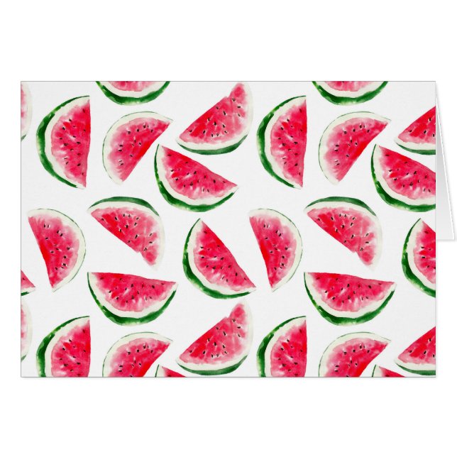 Cute Panas och Watermelon Mönster Hälsningskort (Framsidan Horizontal)