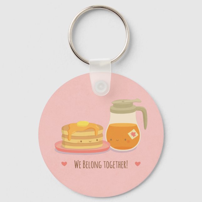 Cute Pancakes och Maple Couple Keychain Nyckelring (Framsida)