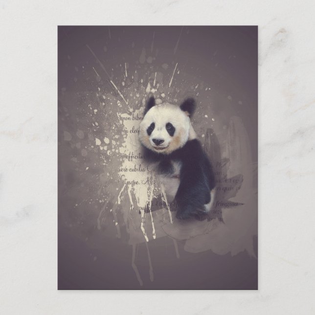 Cute Panda Abstrakt Vykort (Framsida)
