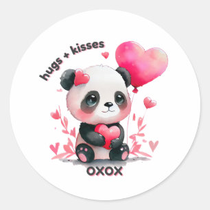 Cute Panda - Alla hjärtans dag - OXOX Runt Klistermärke