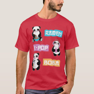 Cute Panda Anime Ramen K-Pop Boba Bubble Tea Women T Shirt