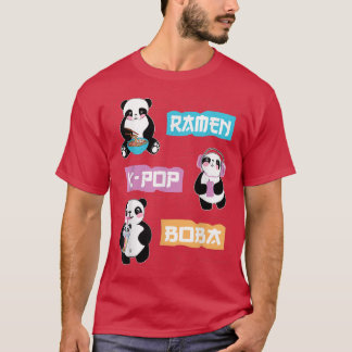 Cute Panda Anime Ramen K-Pop Boba Bubble Tea Women T Shirt