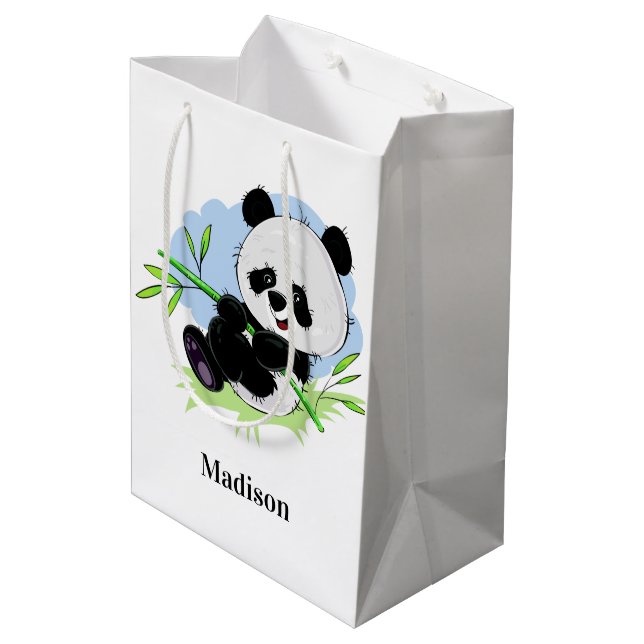 Cute Panda-anpassade namn för medelstora presentsä (Baksidan Vinklad)