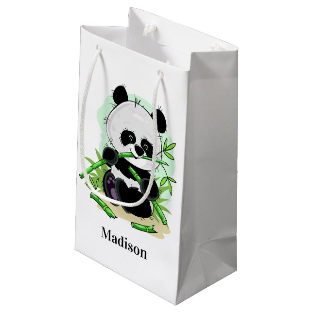 Cute Panda-anpassade namn, liten presentväska (Baksidan Vinklad)