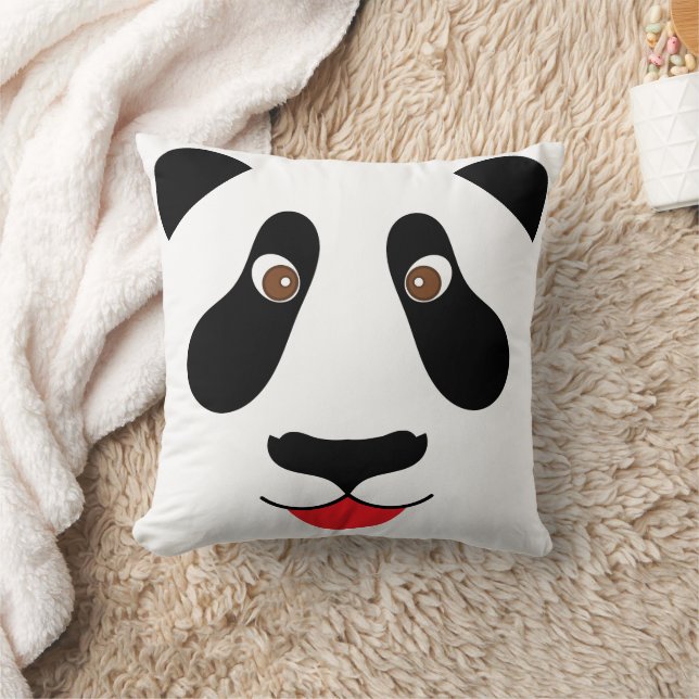 Cute Panda Ansikte Barn Room Decor Kudde (Filt)