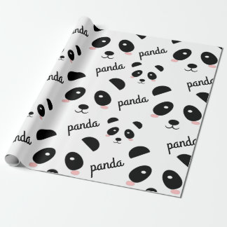 Cute Panda Ansikte Mönster Birthday White Presentpapper