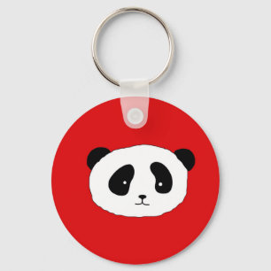 Cute Panda Ansikte mönster red Nyckelring
