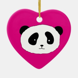 Cute Panda Ansikte mönster rosa Julgransprydnad Keramik