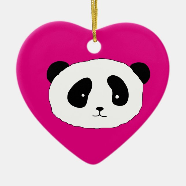 Cute Panda Ansikte mönster rosa Julgransprydnad Keramik (Framsidan)