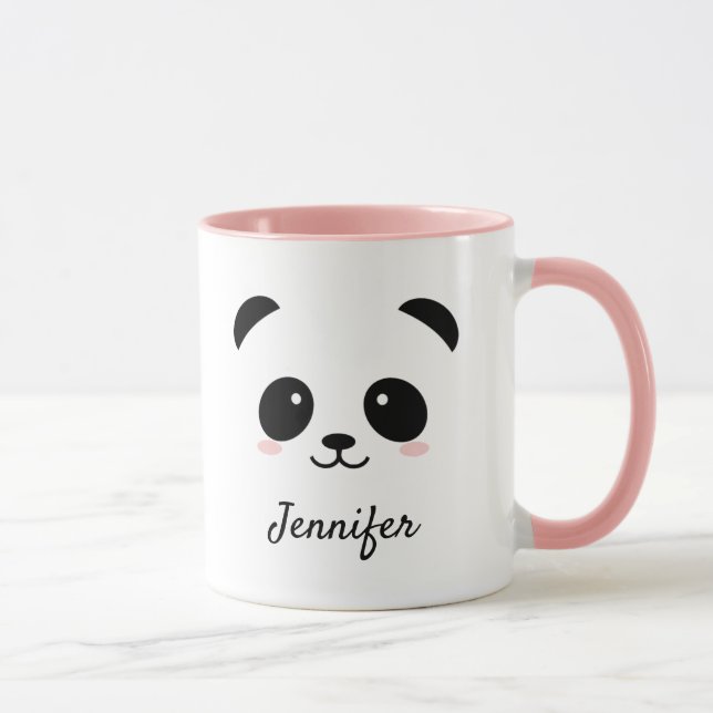 Cute panda ansikte personlig rosa mugg (Höger)