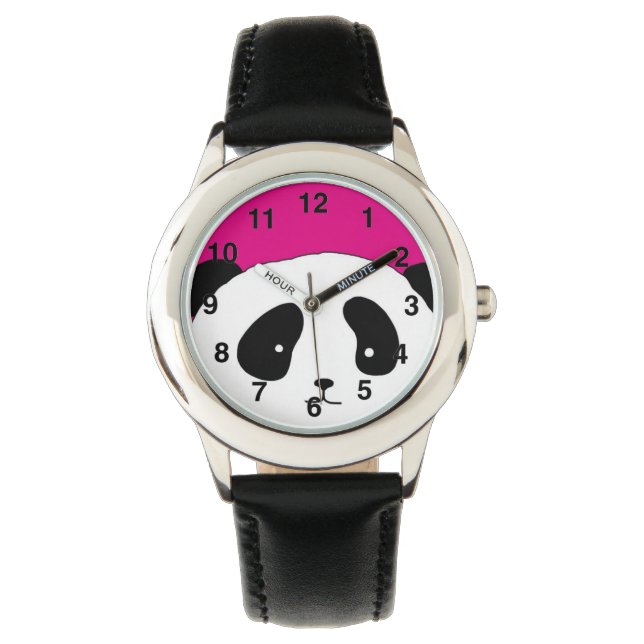 Cute Panda ANSIKTE rosa Armbandsur (Framsida)