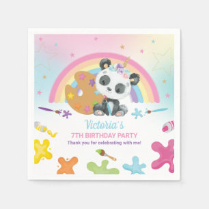 Cute Panda Art Craft Party Rainbow Birthday Pappersservett