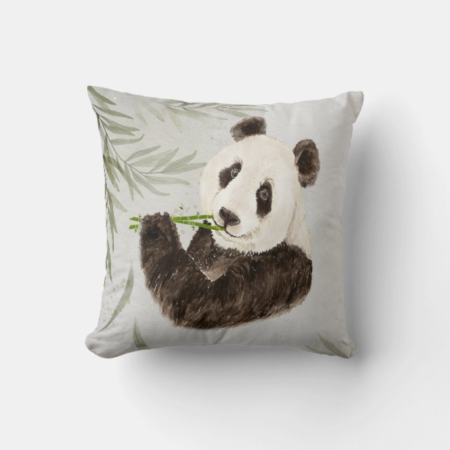 Cute Panda Asian Bear Animal Bamboo Wildlife Kudde (Framsida)