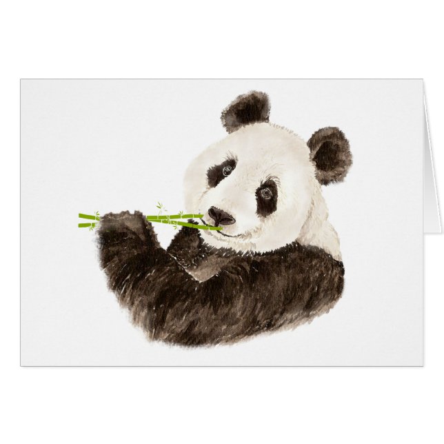 Cute Panda, asiatiskt björn, vattenfärgsdjur Hälsningskort (Framsidan Horizontal)